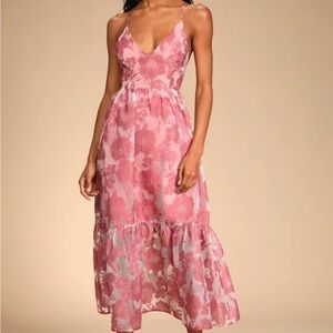 Lulu's Pink Rise Midi Dress